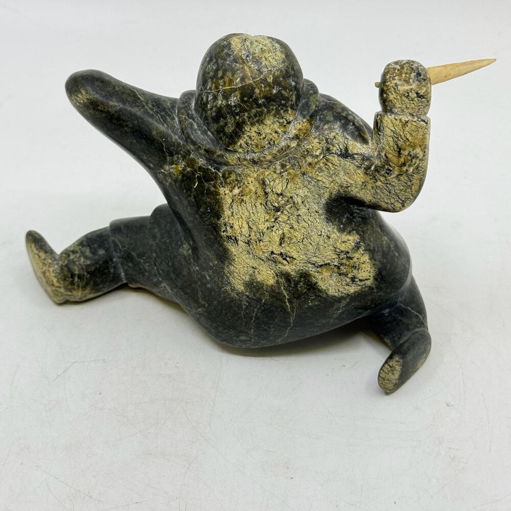 Inuit Hand Carved Hunter Sculpture by NAPATCHIE ASHOONA - Picture 3 of 9